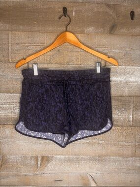 Athleta blue printed Athletic Shorts  built in underwear Running workout Shorts